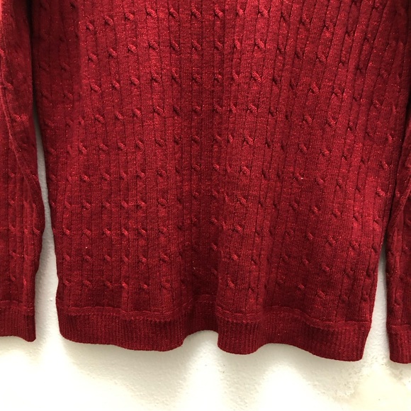 Croft & Barrow Women's Size L Red Sequined Scoop Neck Long Sleeve Knit Sweater - Picture 4 of 8